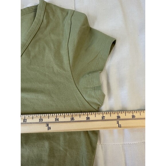 AMERICAN EAGLE Sage Green V-Neck‎ Cinch Front Crop Fitted T-Shirt LARGE NWT - Picture 8 of 9
